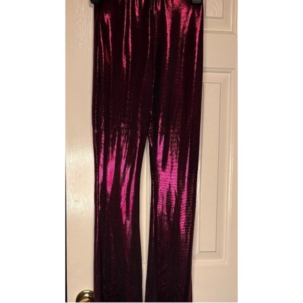 PAPEROC | Purple Shiny Irredescent Pants with Elastic Waist | Size XS